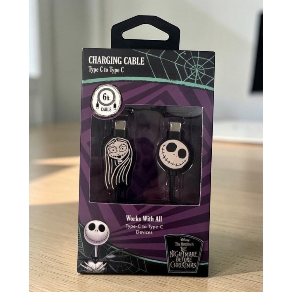 Disney Nightmare Before Christmas Jack Sally 6 Ft USB-C Charging Cable